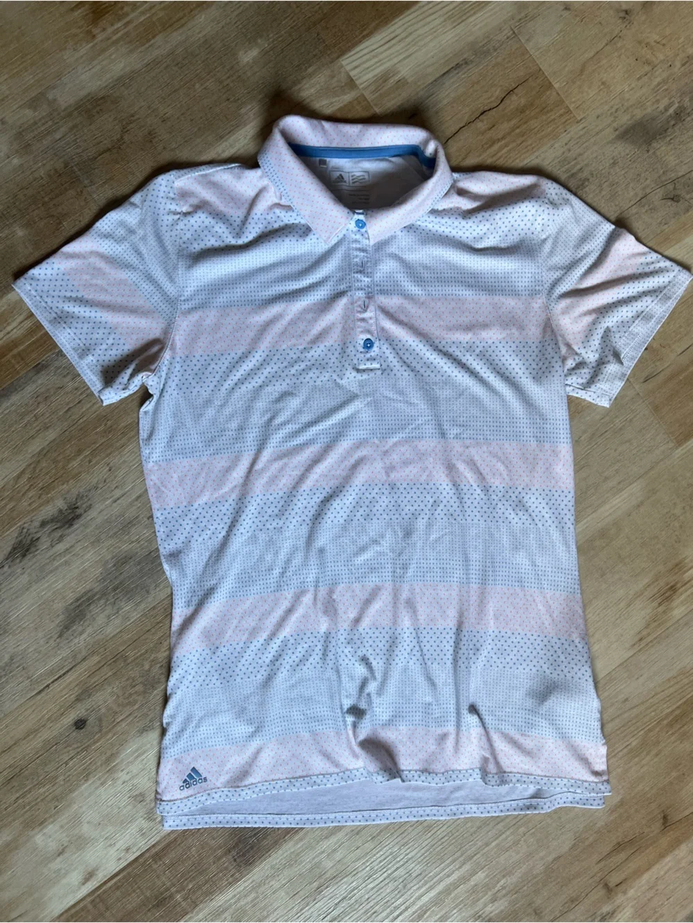 adidas men or woman Pink & White Striped Moisture-Wicking golf shirt